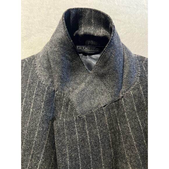 Vintage Polo Ralph Lauren 40R Gray Stripe Wide Lapel Flannel Blazer Sport Jacket - Picture 8 of 15